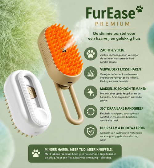 FurEase Premium 3-in-1 Verzorgingsborstel voor Huisdieren